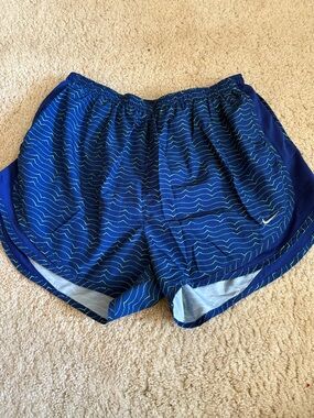 Nike Blue and Lime Wave Athletic Shorts
